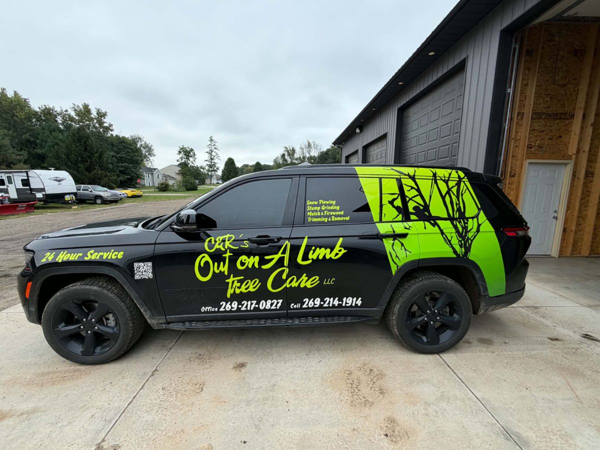 Window tint job: Tree care SUV — passenger side